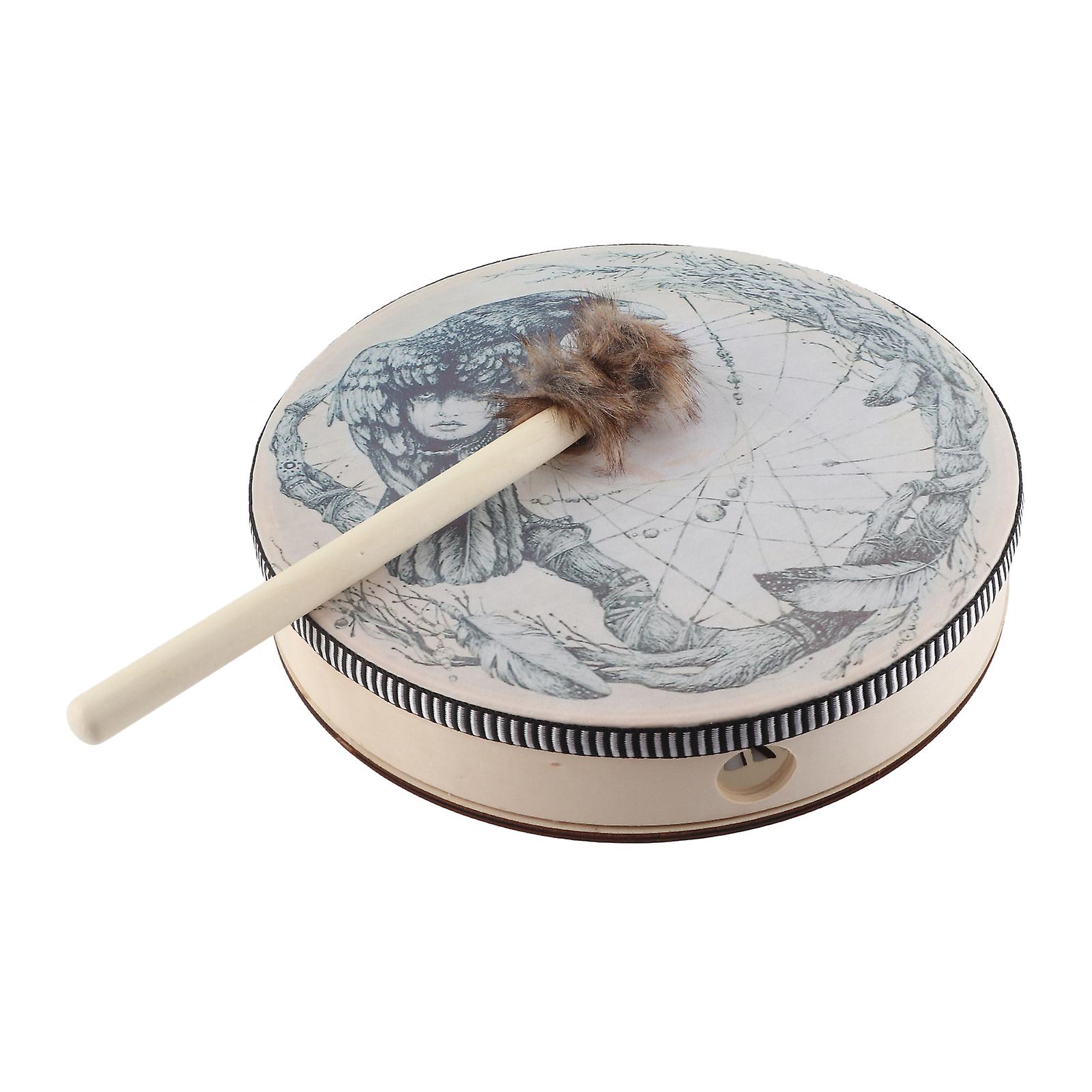 Shaman Drum with Drum Stick Deep Bass Healing Tool Decoration