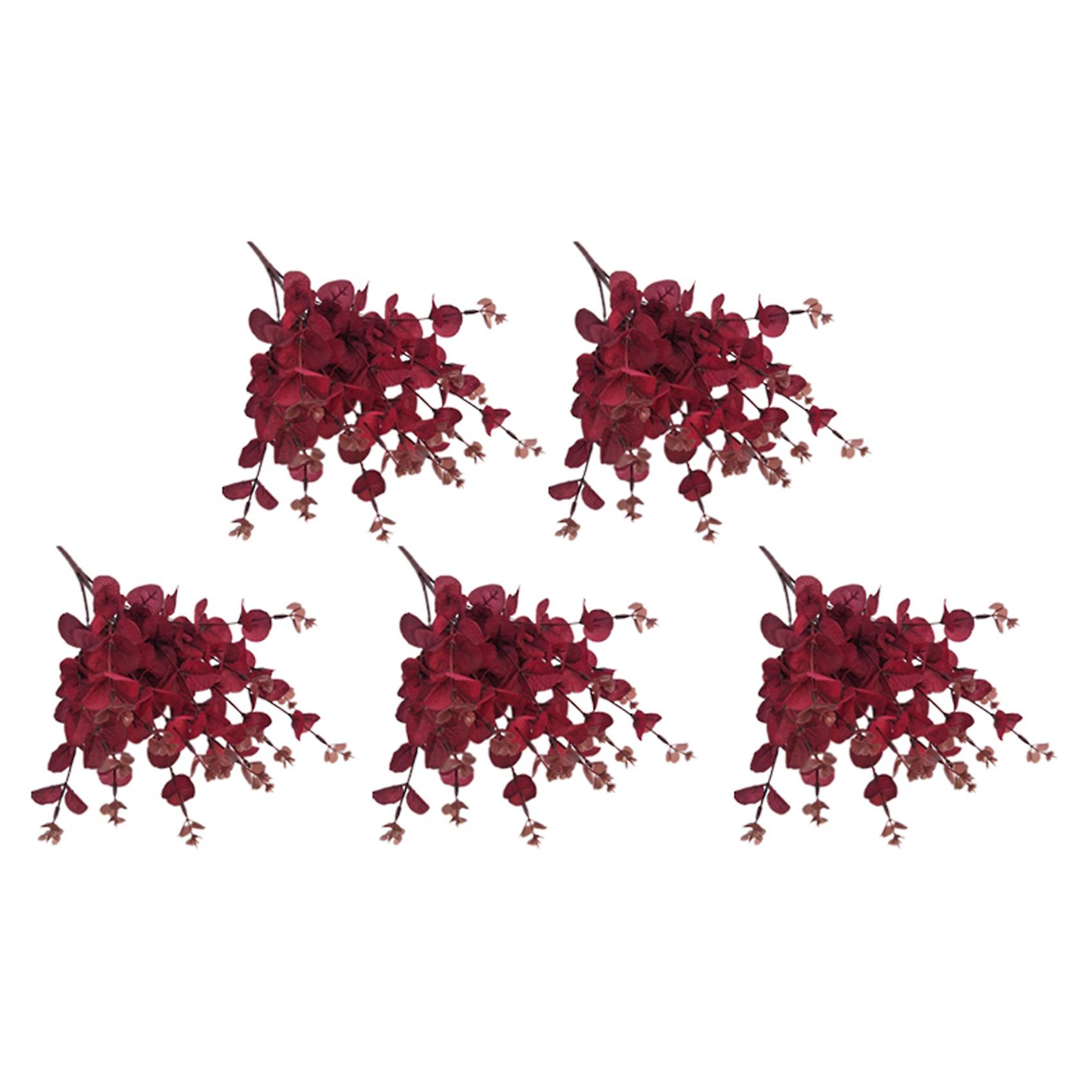 5 Pcs Artificial Eucalyptus Leaves, Faux Silk Eucalyptus Stems Bouquet Greenery Plants with Total 1