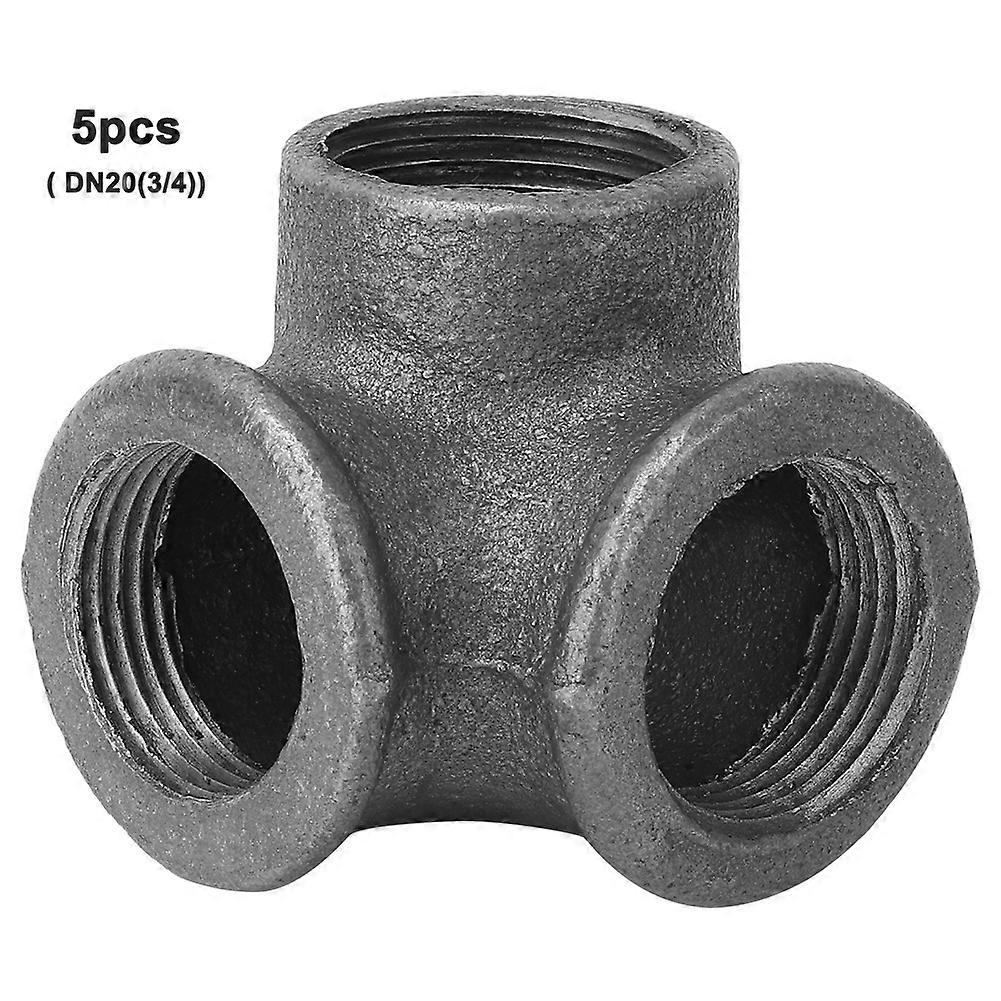 Pipe Fitting Connector, 5pcs Iron Side Outlet Elbow DEG 90° Black Malleable for Water Pipe Fitting(DN20(3/4)) SCNAE
