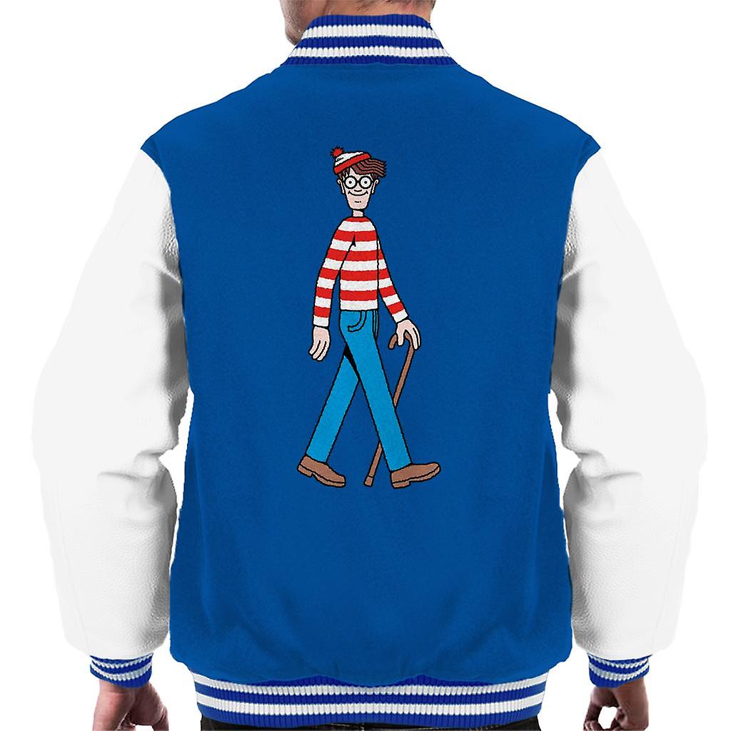 Where's Wally Walking Holding Stick Men's Varsity Jacket