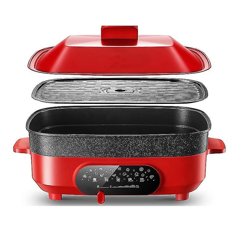5.5L Multi Function Wok Star Same Style Hot Pot Bbq Pot Multicooker High Capacity Household(red)