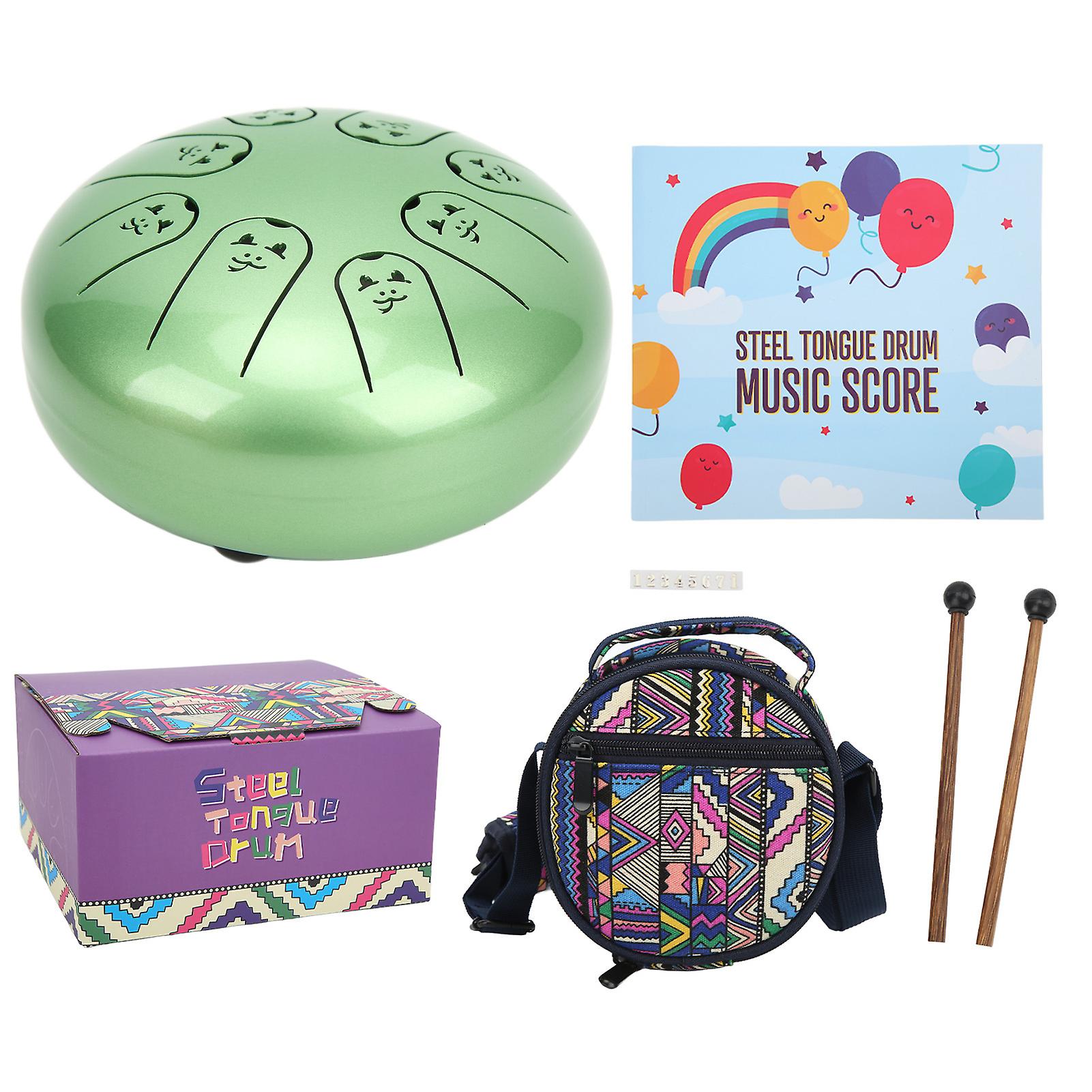 Tongue Drum 5.5in 8 Notes Chakra Tank Animal Pattern Percussion Instrument for Kids Adults