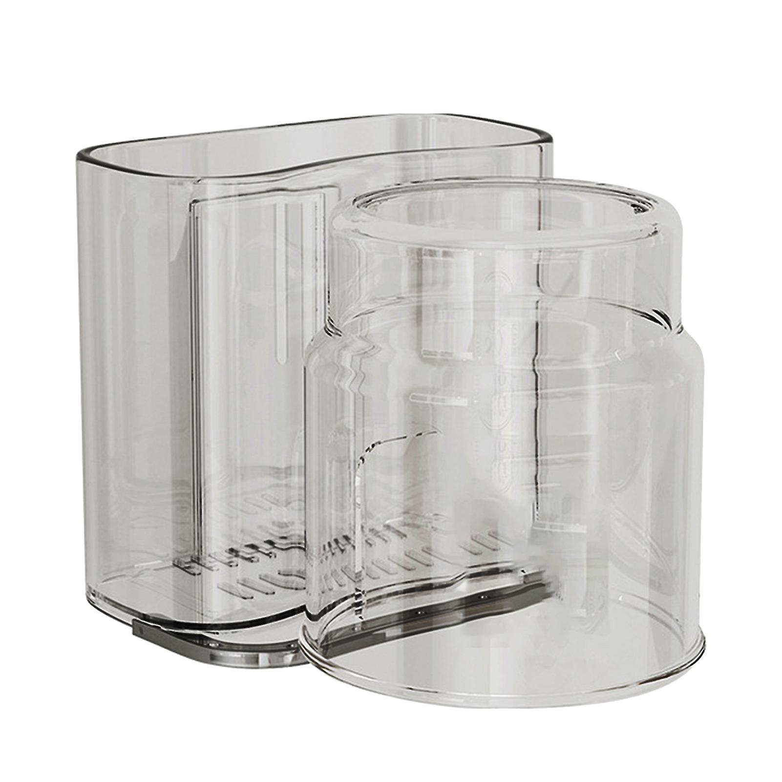 Clear Bathroom Toothbrush Holder with Cup Wall Mounted Punch-free Stick-on Anti-slip Inverted Drainage Design Two-in-One Transparent Toothpaste