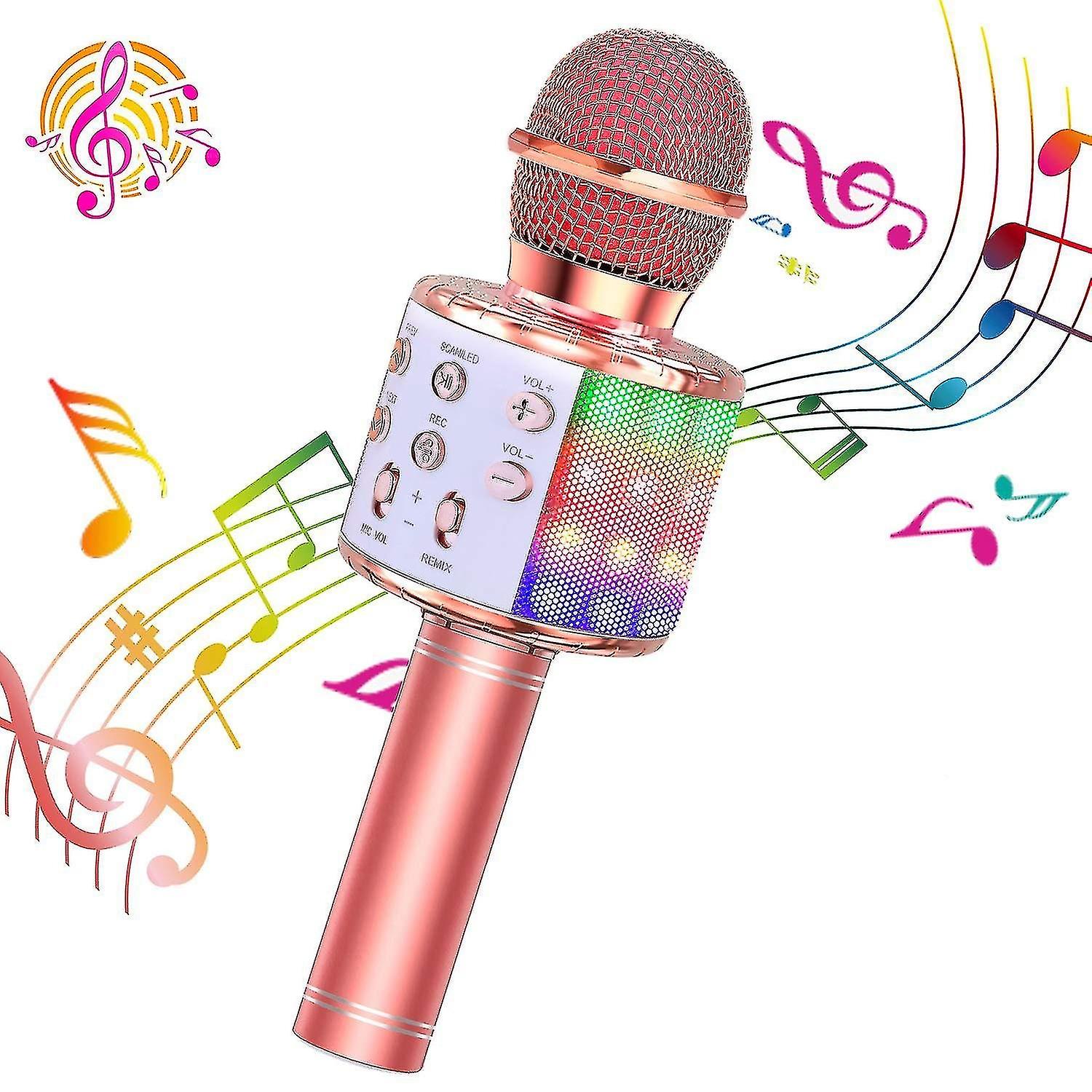 Wireless Karaoke Microphone, Portable Bluetooth Karaoke Microphone With Led Disco Light, Suitable Fo