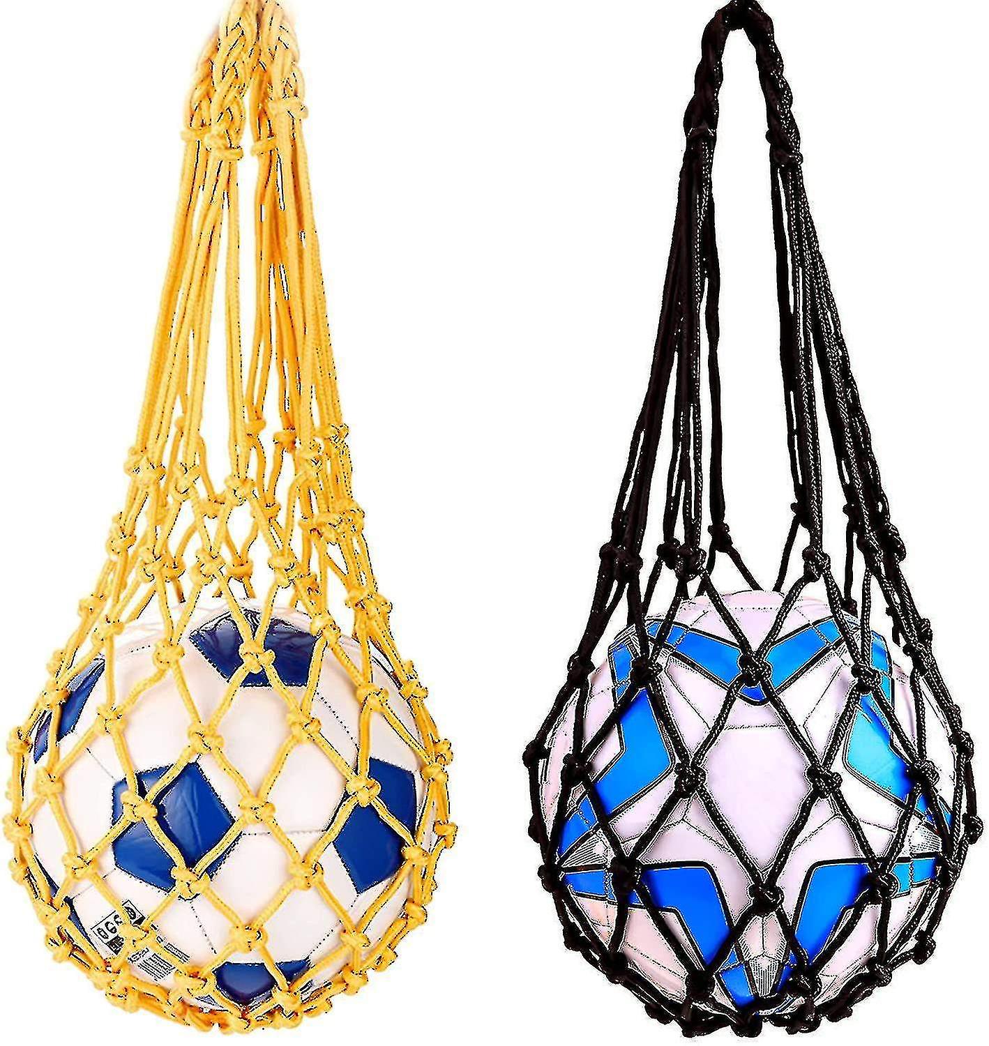 2pc Ball Net Bag Portable Nylon Sports Ball Mesh Pocket For Volleyball Basketball