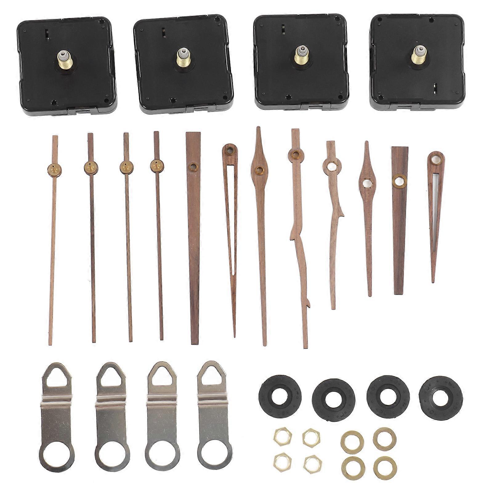 Clock Repairing Replacement Kit With Walnut Wood Hands And Quartz Movement Parts For Watch Diy