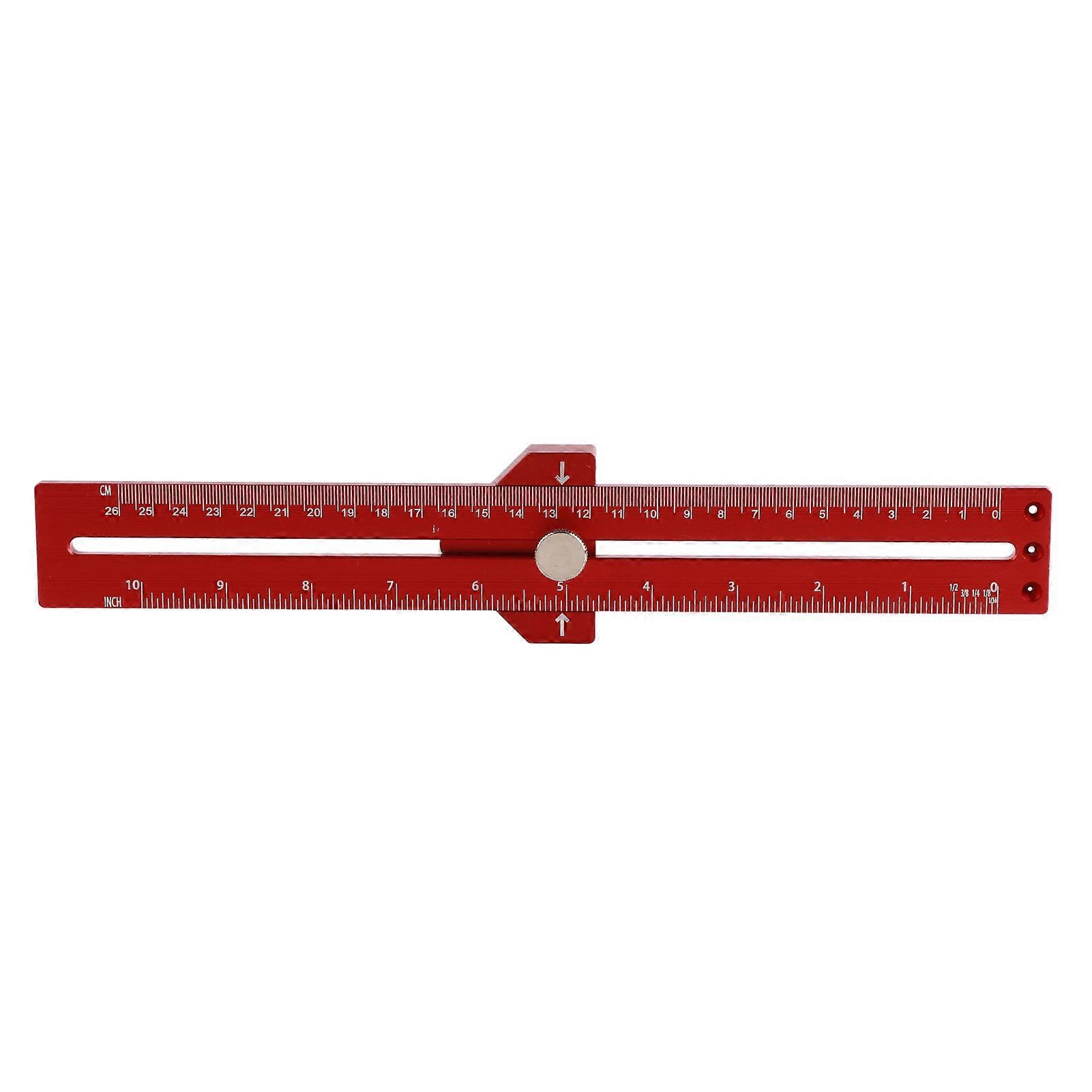 T?Type Scribing Ruler Red Aluminium Alloy with Accurate Scale Woodworking Marking Tool