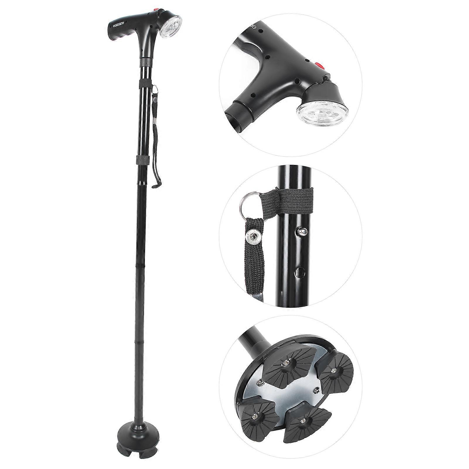 Multifunctional Elderly Walking Stick with Light Adjustable AntiSlip Walking Cane