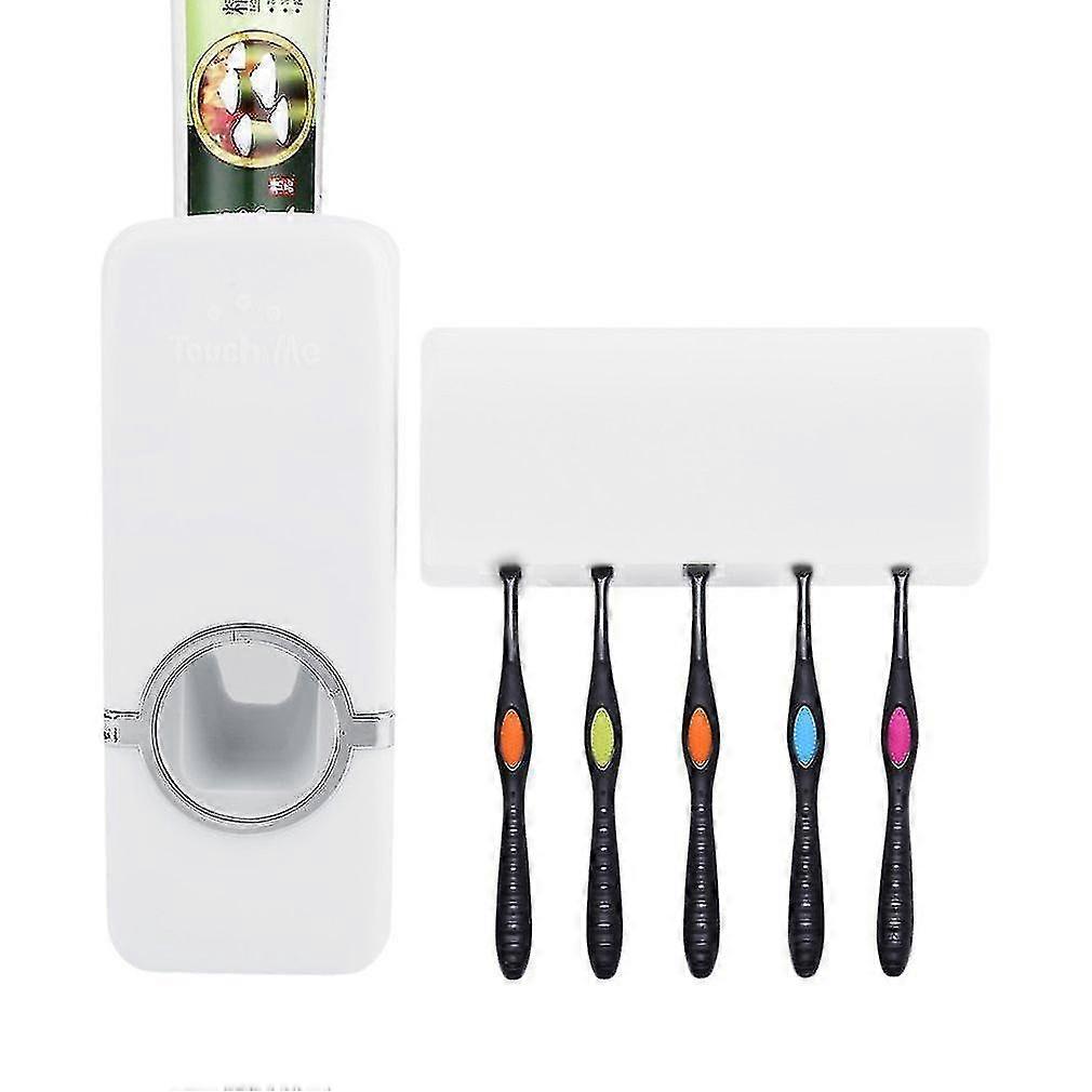 Automatic Toothpaste Dispenser With Five Toothbrush Wall Mount Holder