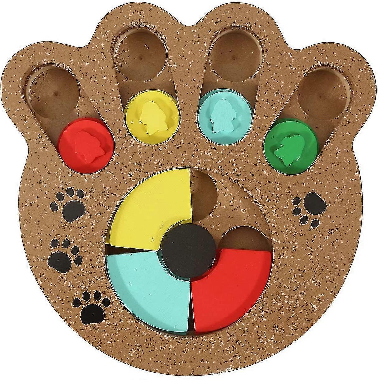Wooden Interactive Puppy Dog Cat Feeder, Pet Mental Puzzle Toys