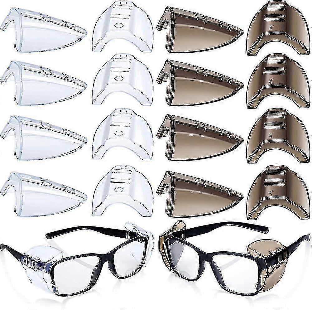 8 Pairs Safety Eye Glasses Side Protection Slip Clear Flexible Slip Shield-Yvan