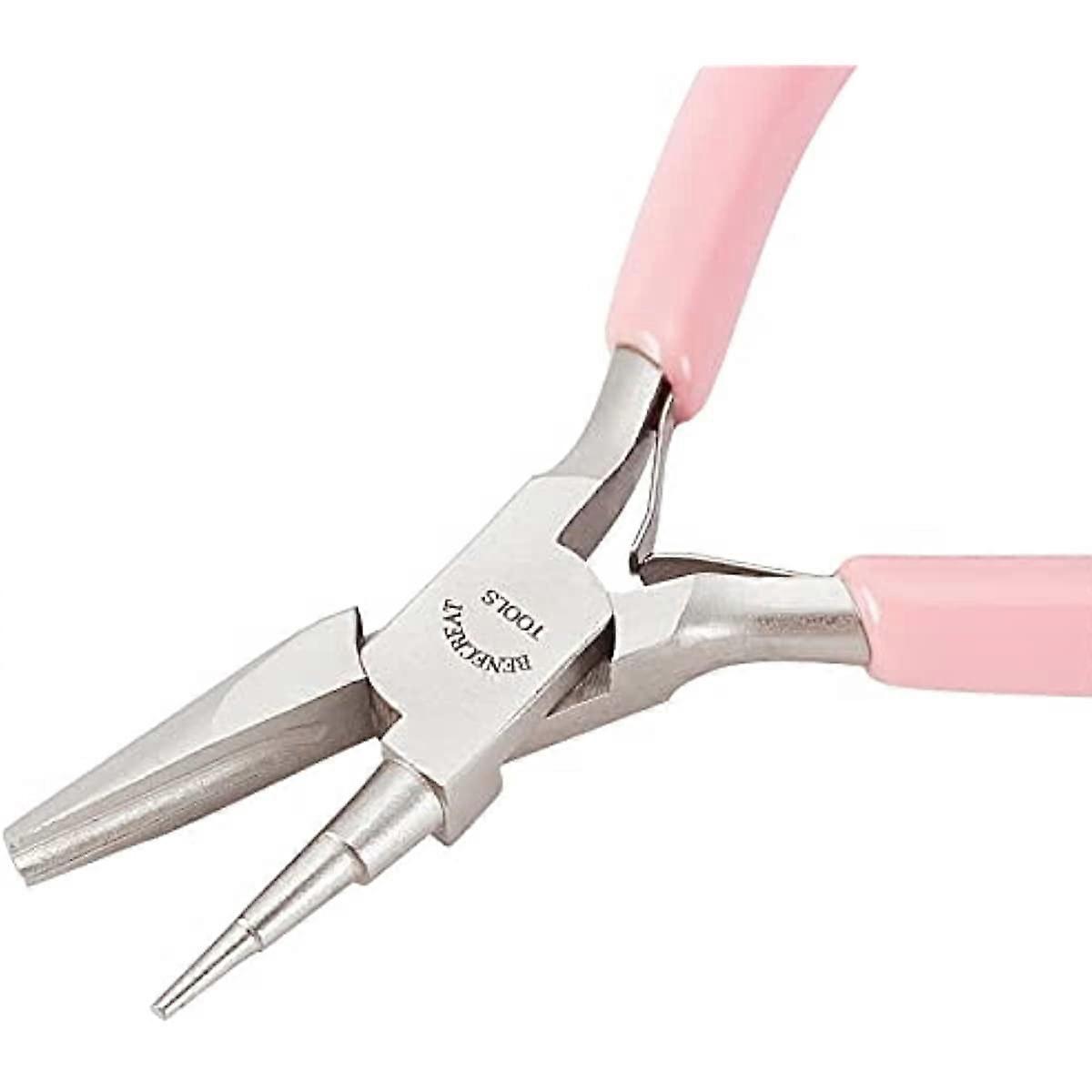 Pink 3-Step Wire Looping Pliers Concave Pliers from 1.5mm~5.5mm Wire Bending Precision Pliers Coiling Forming Bending Tools