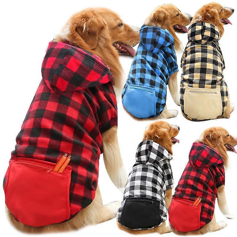 Pet Clothes Plaid Zipper Pocket Autumn And Winter New Chest Strap
