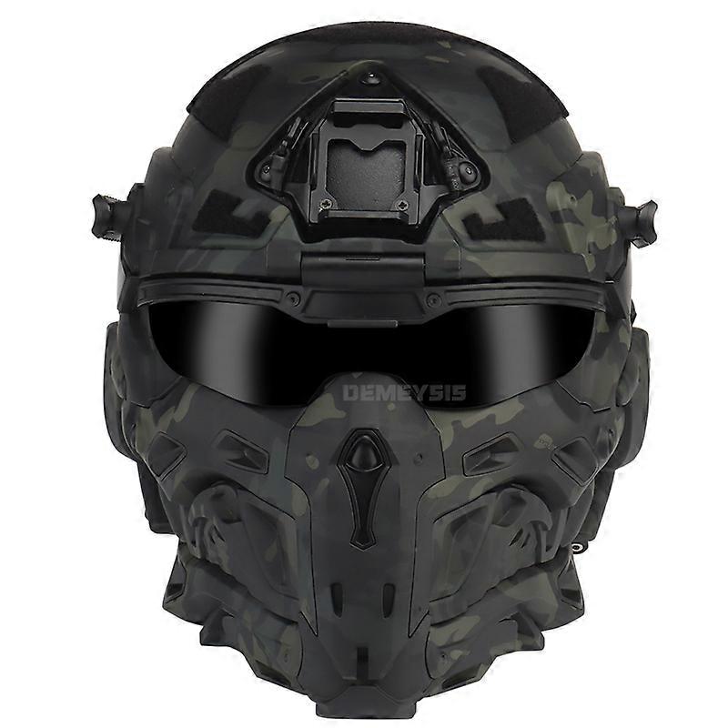 2 Lens Airsoft Helmets Outdoor Hunting Impact Resistance Shooting Helmet Removable Mask Tactical Military Helmets with Headset
