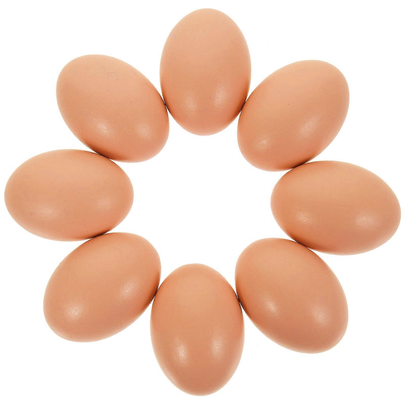 8Pcs Artificial Eggs Crafts DIY Wood Eggs Fake Eggs Realistic Artificial Eggs DIY Fake Egg Decorations