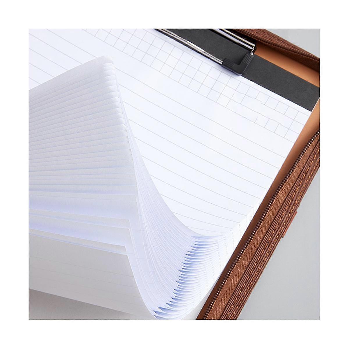 Leather Portfolio Folder with Zipper for Women/Men, Business Padfolio with Handle, Conference Notepad Folder Browm
