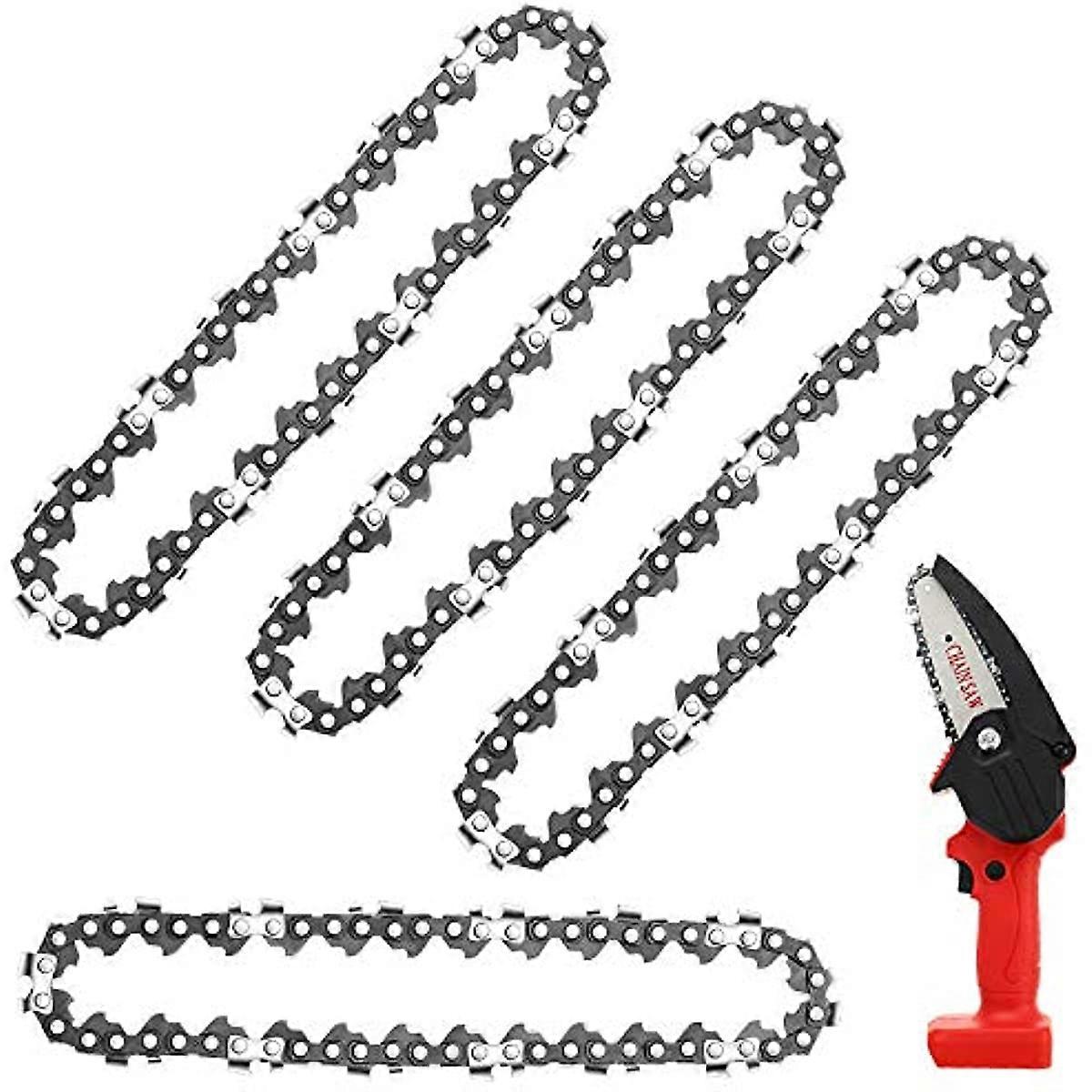 Mini Chainsaw Chain Replacement Portable for Cordless Electric Chainsaw Blade 24 V Chainsaw Pruning Shears for Wood Branch Cutting (4 Pieces 4 Inches)
