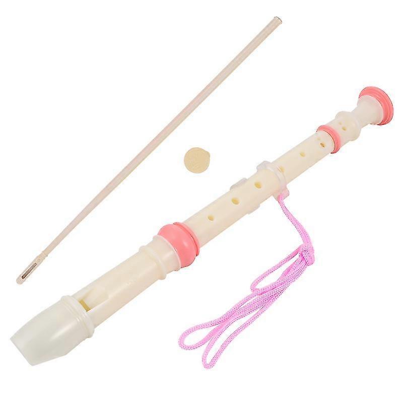 1 set kids soprano recorder 8 hole clarinet instrument toy with cleaning rod