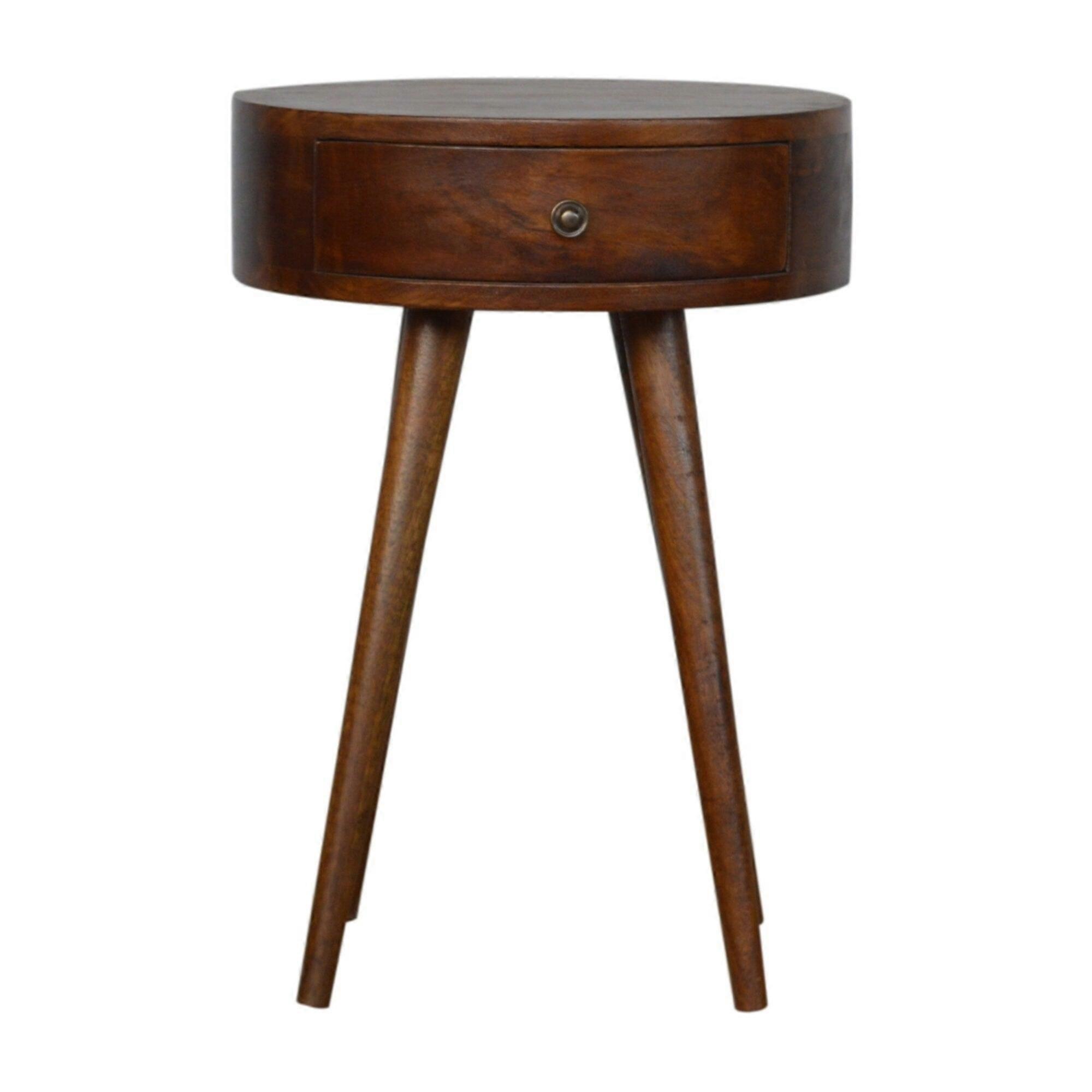 Small Circular Bedside Table In Dark Finish