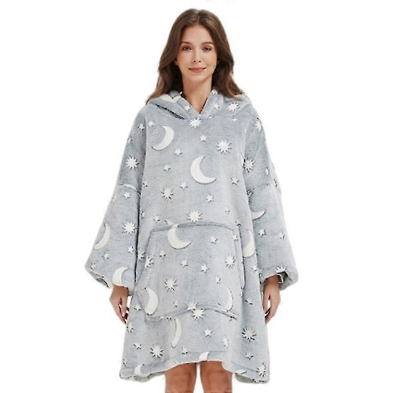 Oversized Blanket Hoodie Sweatshirt, Wearable Sherpa Lounging Pullover For Adults Women Men