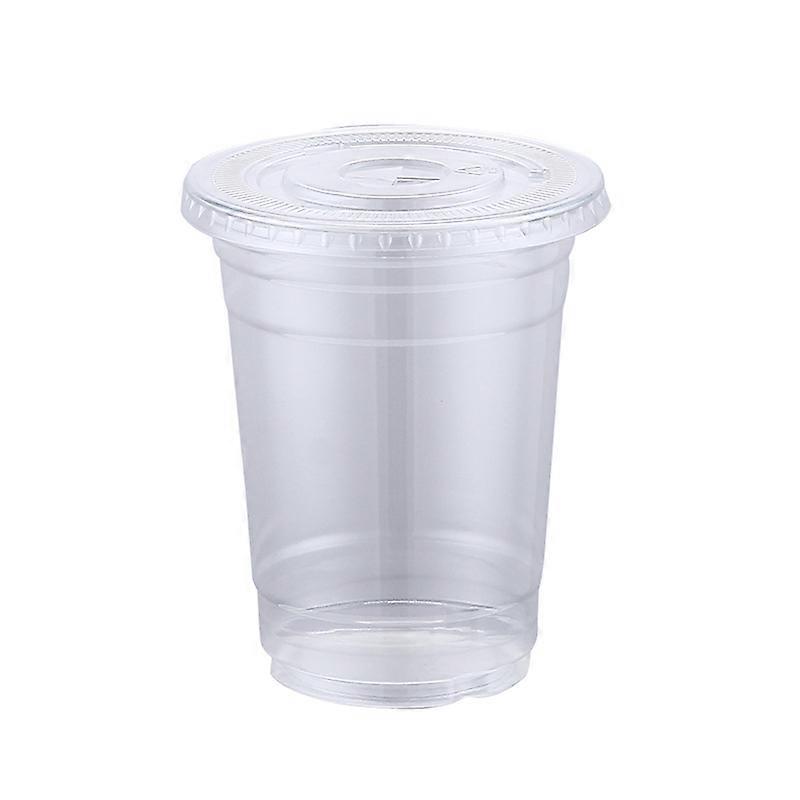 Crystal Clear 360ml Plastic Cups with Suction Lids 100 Pack for Cold Drinks