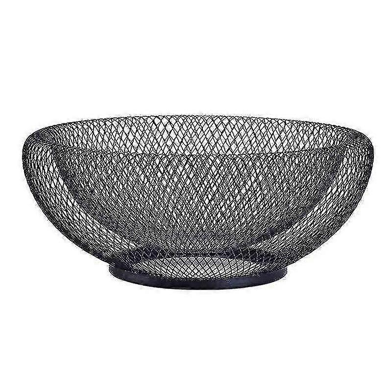 Metal Mesh Countertop Fruit Snacks Basket Bowl Stand For Kitchen, Black Decorative Table Centerpiec