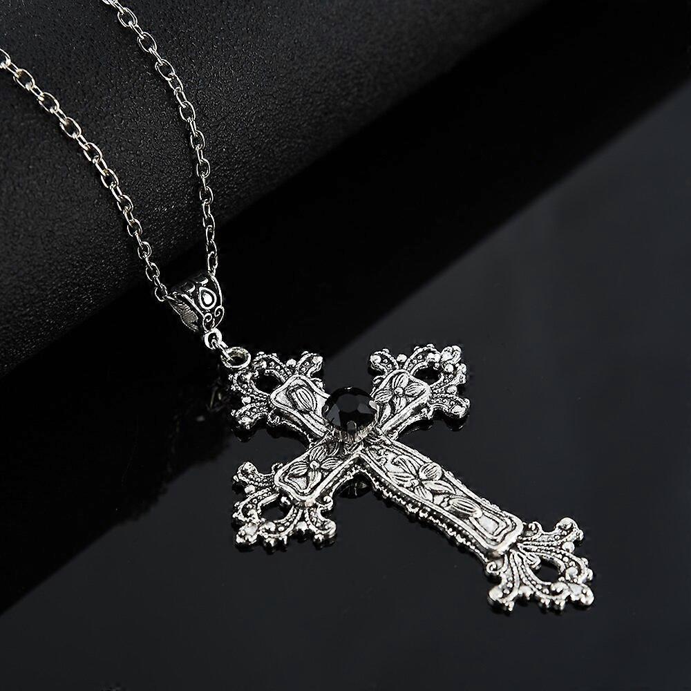 Big Cross Pendant Necklace for Women Men Goth Gothic Neck