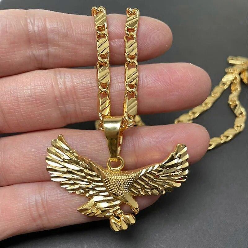 قلادة النسر الذهبي الكورية 24K قلادة مطلية بالذهب الرجال قلادة مجوهرات هدية 50 سم 60 سم