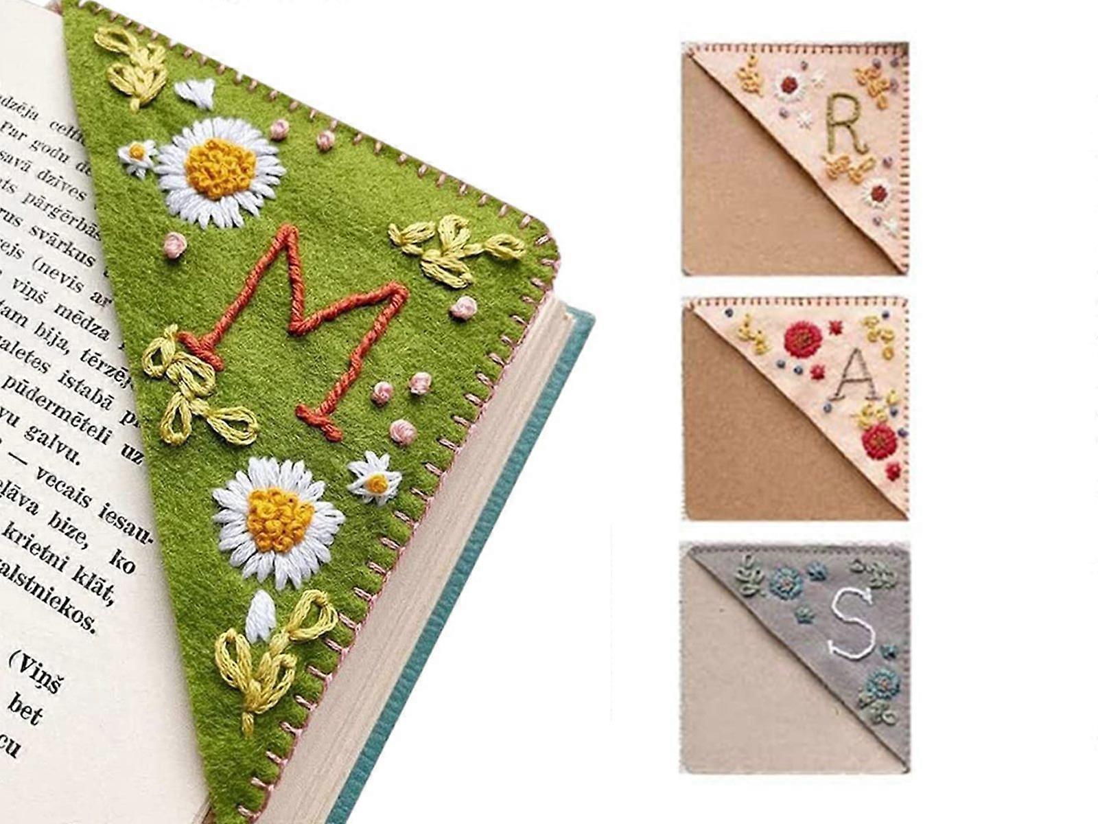 4PCS Hand Stitched Embroidered Corner Bookmarks Four Seasons