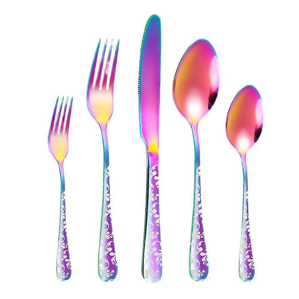 Shxx Set For 5, Stainless Steel Flatware Cutlery Set For 5, Utensil Set Include Knives Forks And Spoons, Unique Pattern Design, Mirror Polish A919-68