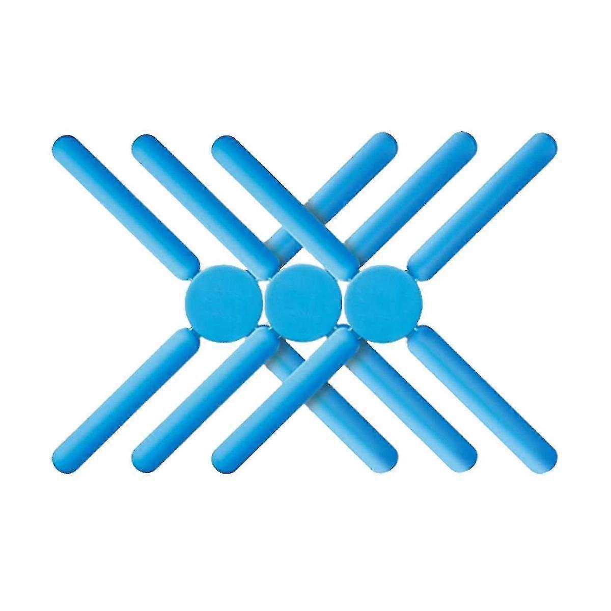 Foldable Silicone Tripod, Non- Foldable Design Expandable Silicone Pot Holder, Blue Hy