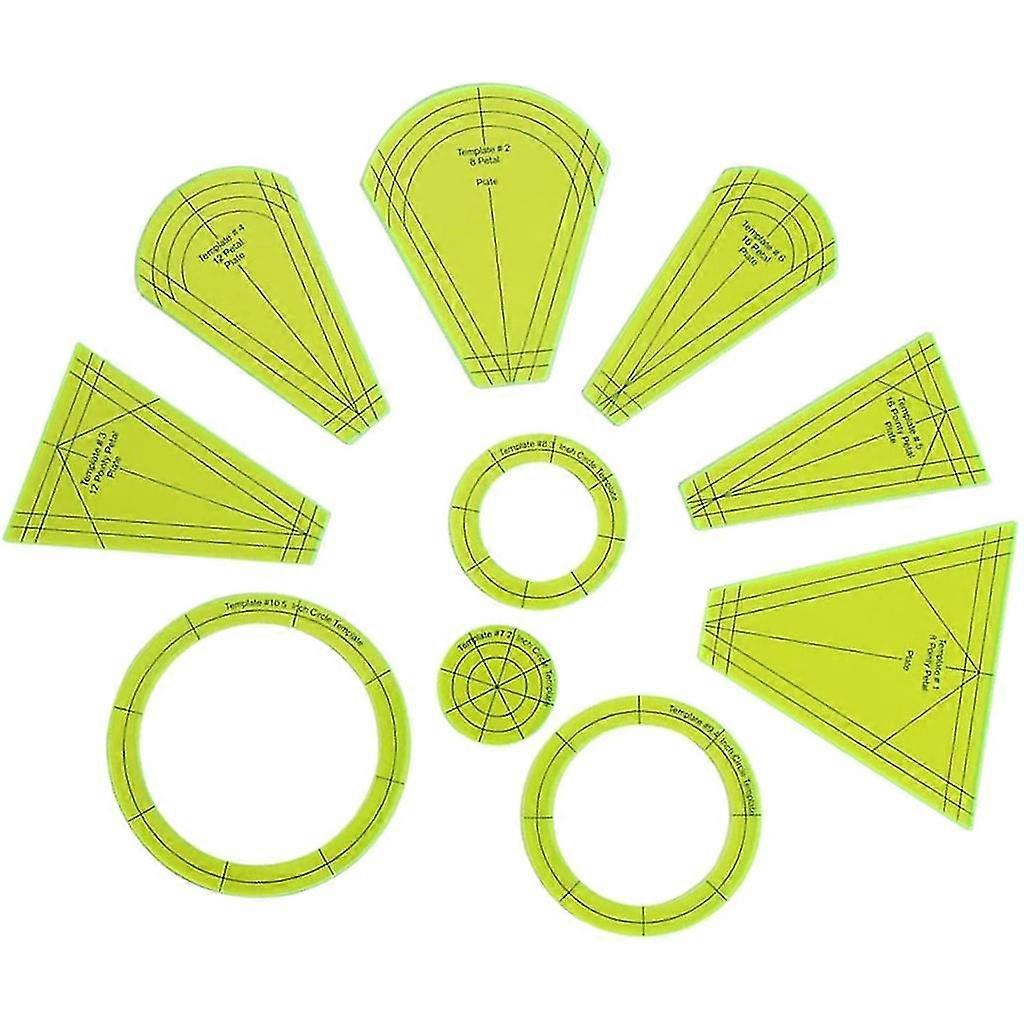 10 Pcs Premium Quilting Templates Set Acrylic Processing Sewing Ruler Template