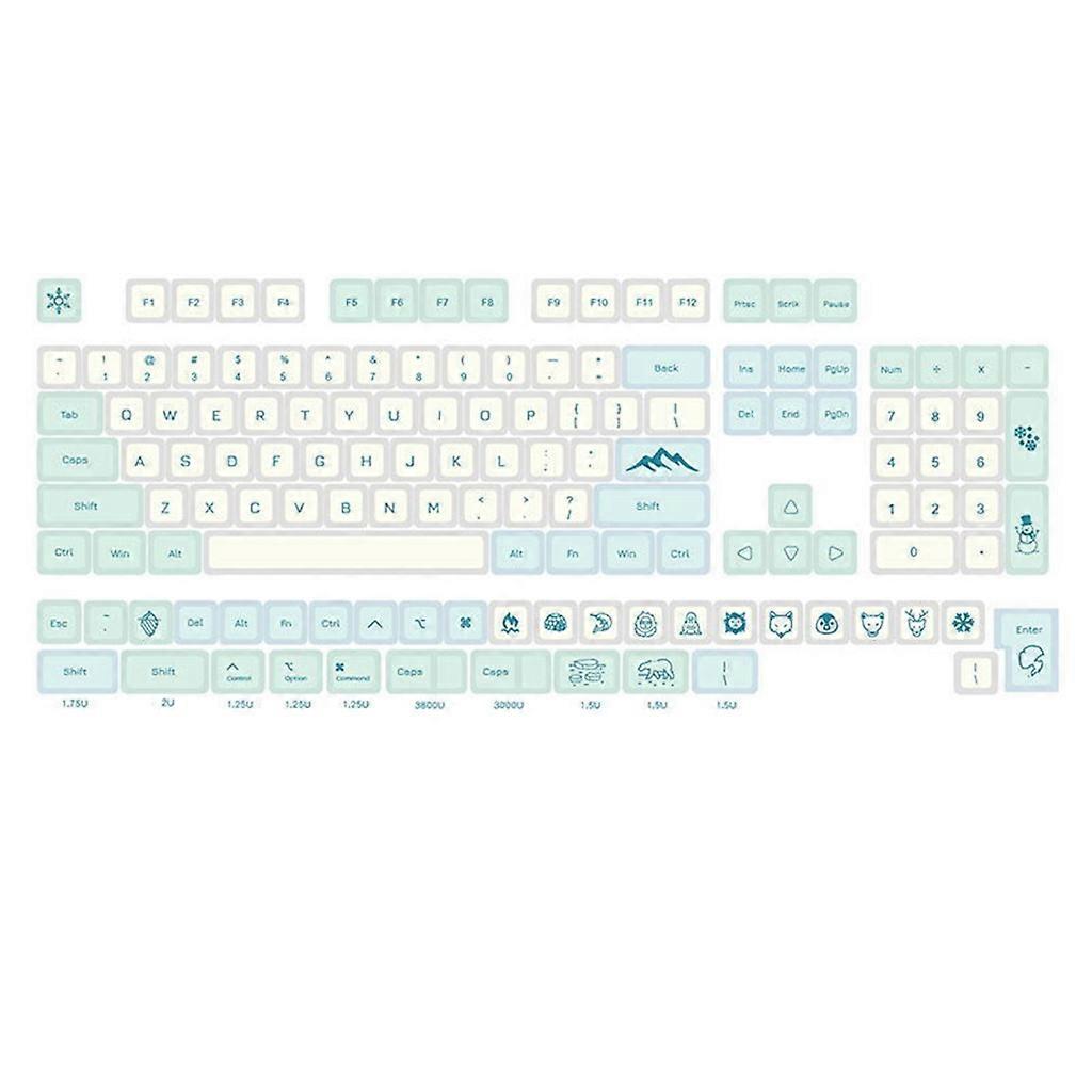 PBT Blue White Keycaps 125Keys XDA Profile Iceberg Theme Sublimations Keycap