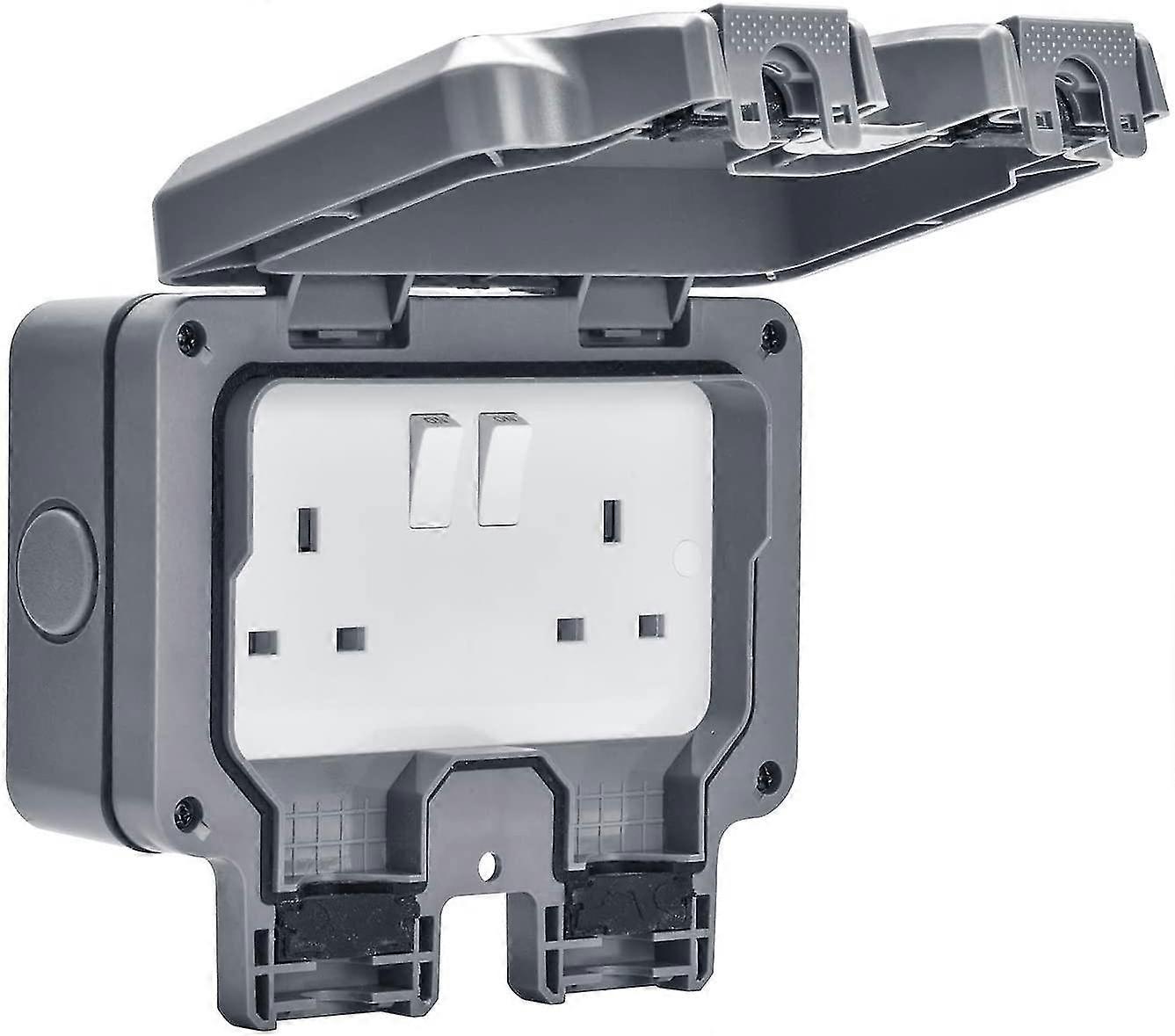 Aodoka Outdoor Sockets Weatherproof Double Socket, Wall Electrical Outlets, Ip66