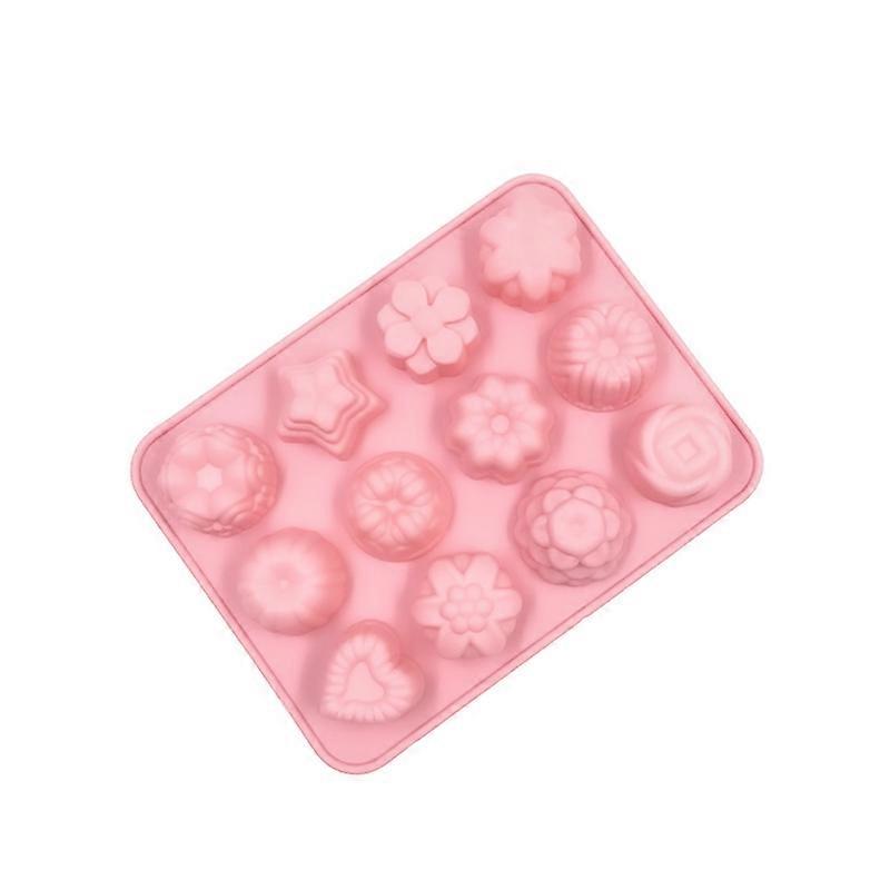 12 Grids Flower Shape Silicone Cake Mold Xmas Fondant Pudding Jelly Baking Mould KAESI