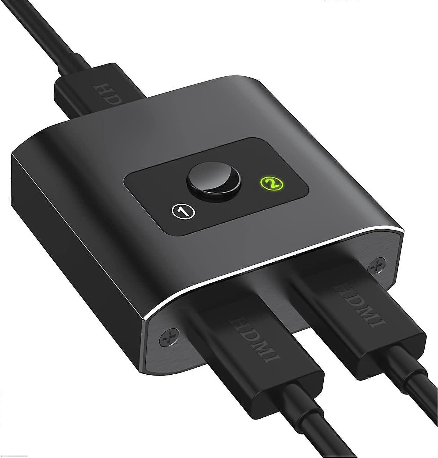 HDMI Switch 4K HDMI Splitte Aluminum Bi-Directional HDMI Switcher Splitter 2 Input 1 Output, 2 x 1/1 x 2, Support 4K 3D 1080P for Xbox PS4 Roku HDTV F
