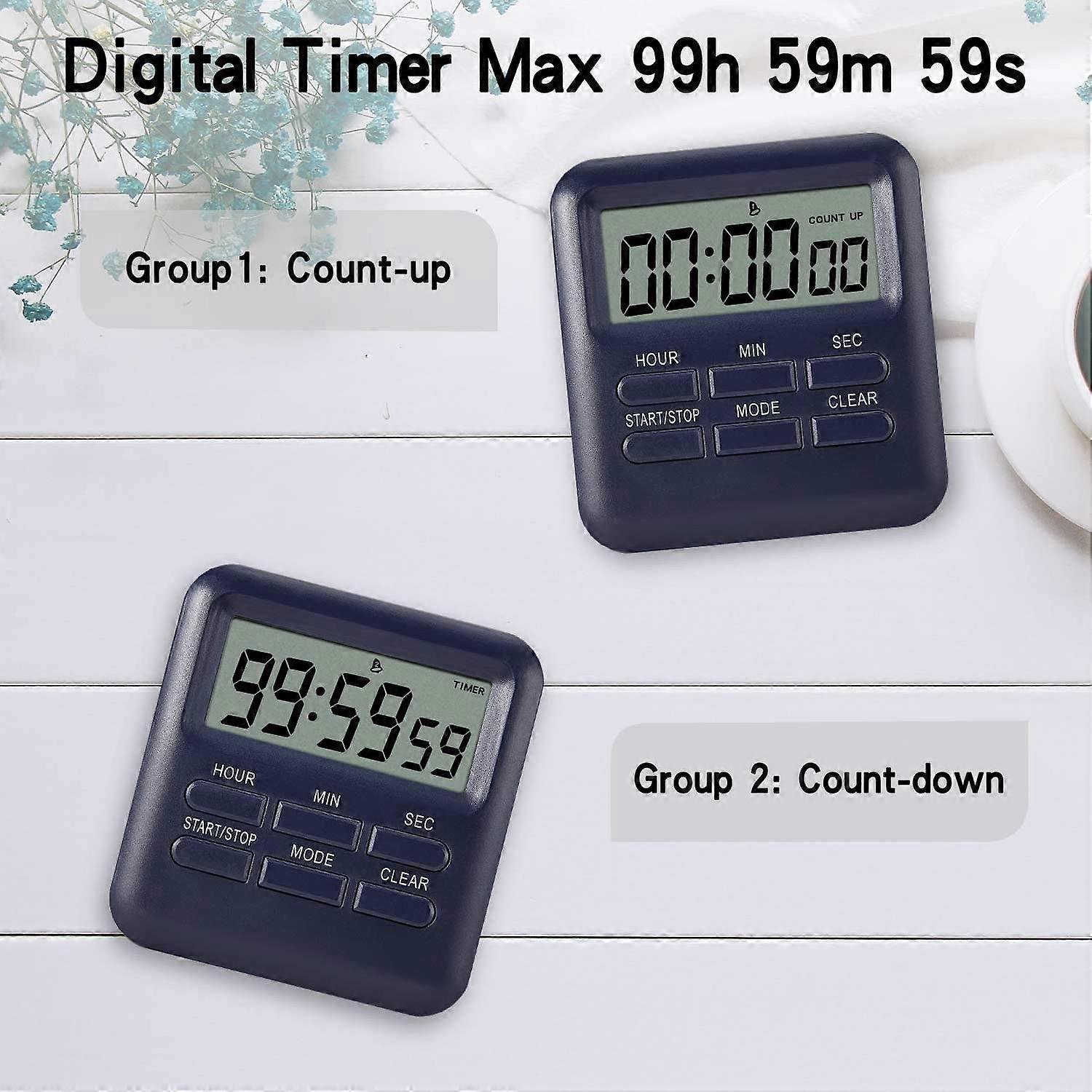Timer Da Cucina Magnetico Digitale – Conto Alla Rovescia 24h, Display LCD, Allarme, Per Cucina, Scuola E Palestra