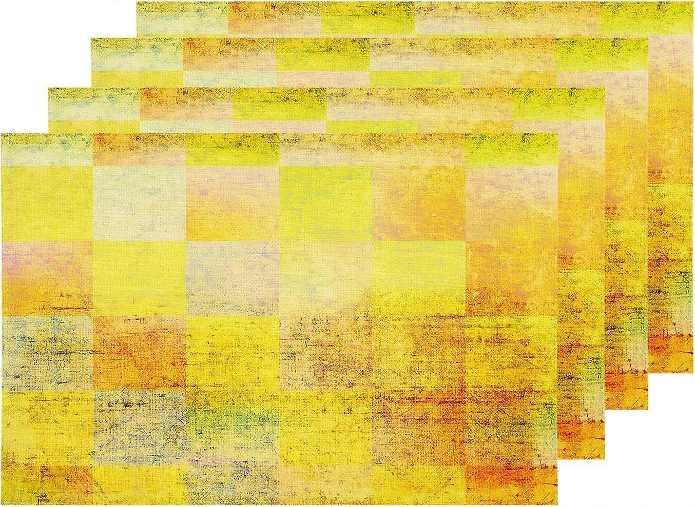 Yellow Abstract Grunge Background Placemats, Orange Space Table Mat Linen Burlap Washable Double-Deck Heat Insulation for Dining Table Kitchen Table S