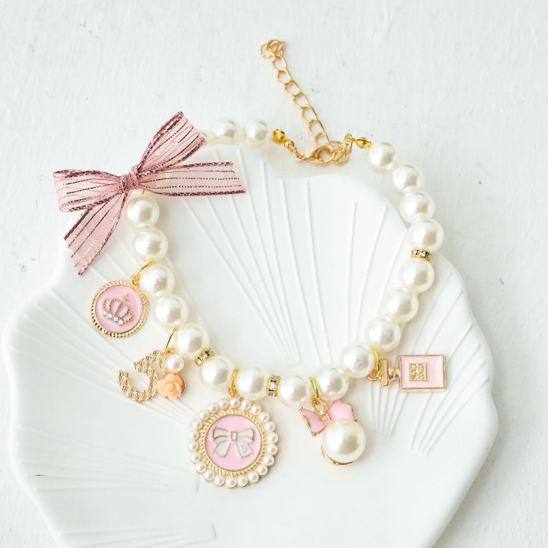 Pet Pearl Collar Dog Princess Bow Necklace Cat Jewelry Cute Collar