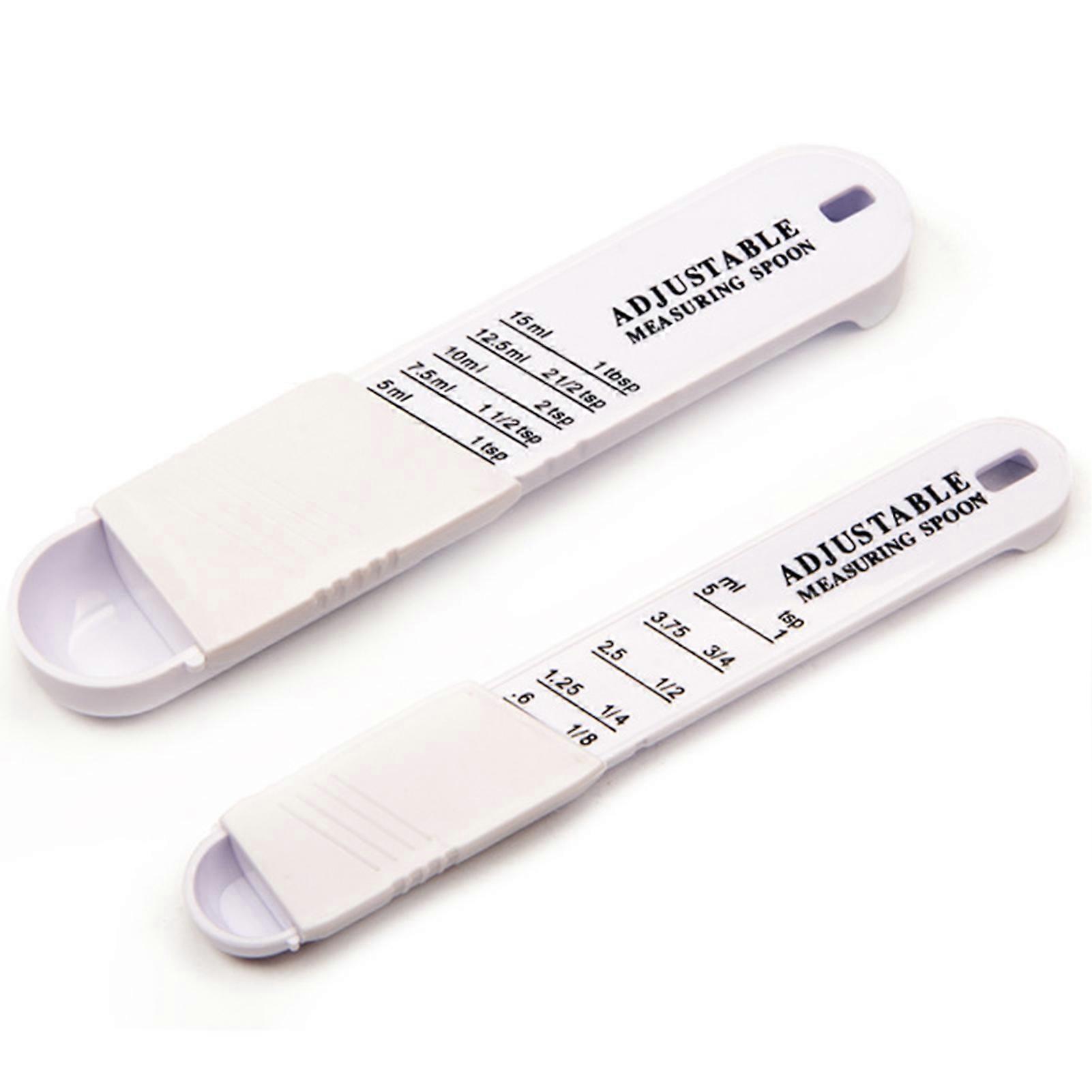 2Pcs Plastic Adjustable Kitchen Tool Seasoning Spoons for Solid Powder Liquid KAESI