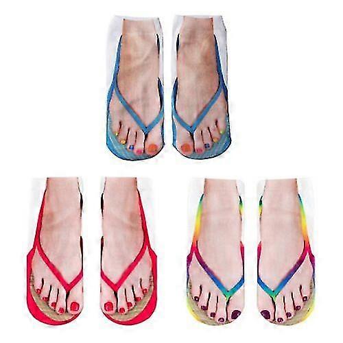 5pairs 3d Pattern Flip Flop Socks Funny Sock Summer Design Stocking Gift Novelty -rb