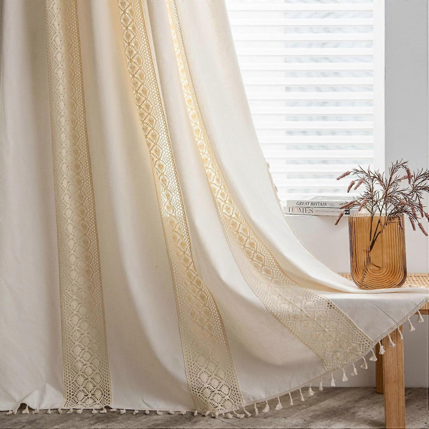 150*60cmShort curtain beige opaque cotton