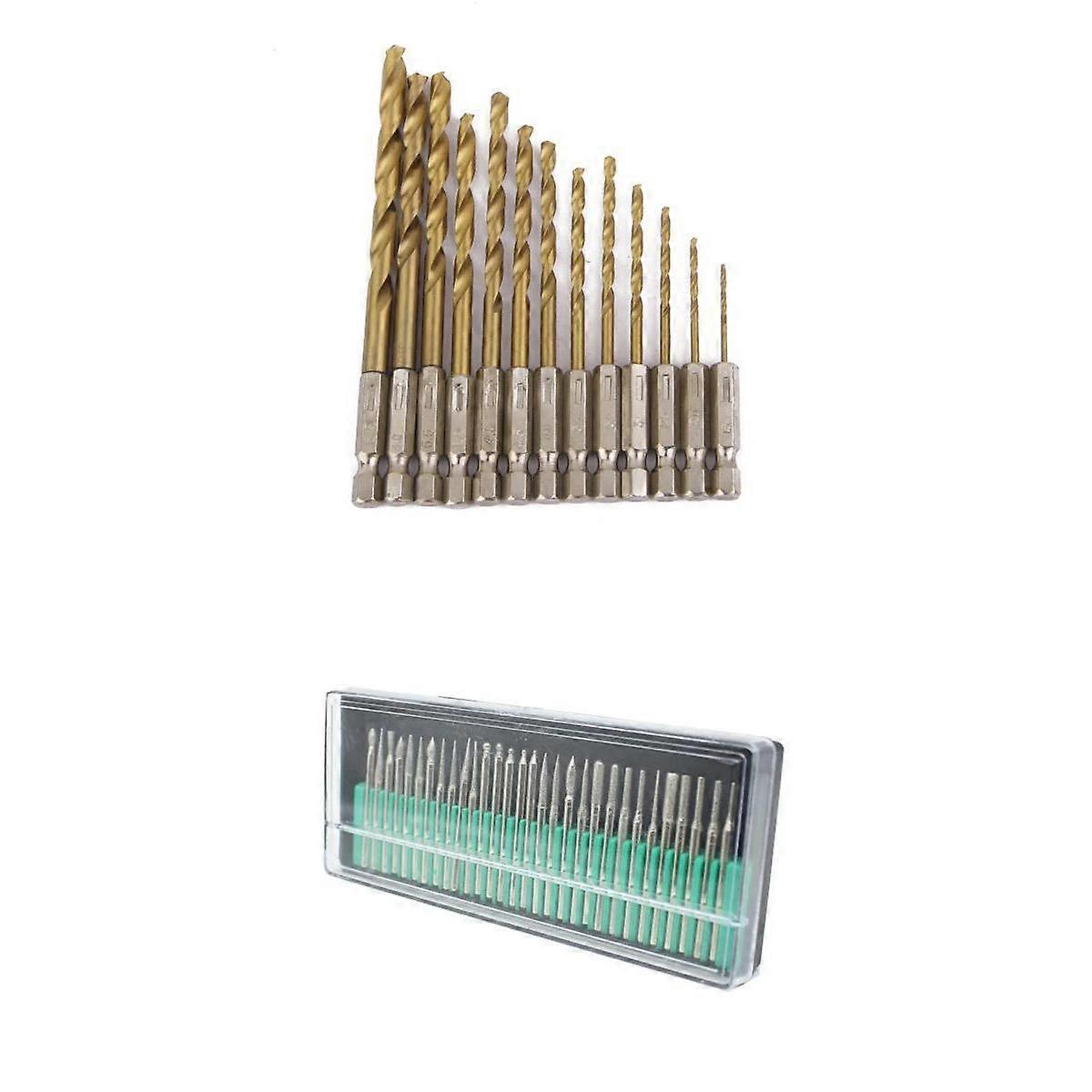 30Pcs Grinding Head 3mm Shank + 13Pcs Hex Shank Cobalt Drill Bit Set