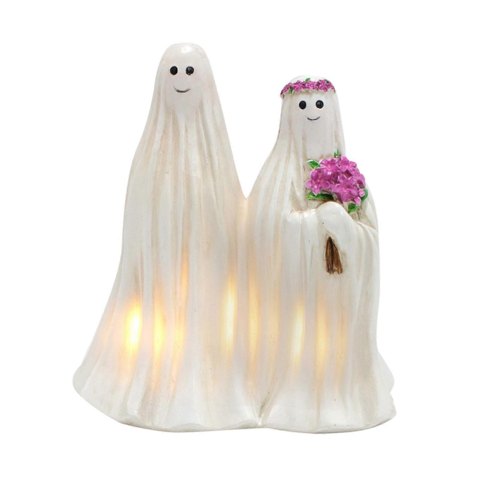 White Ghost Groom and Bride Statue for Backyard Decor Lovely Yard Decoration