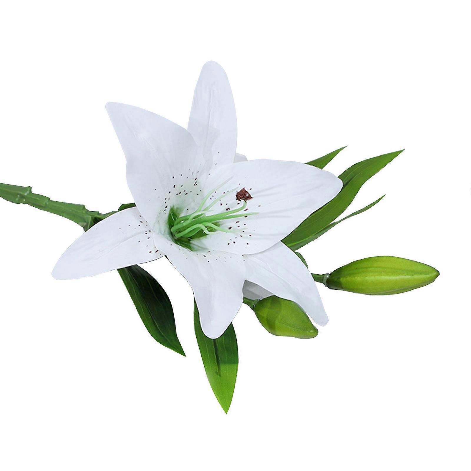 37cm White Lily Faux Flower with One Large Flower and Two Small Buds