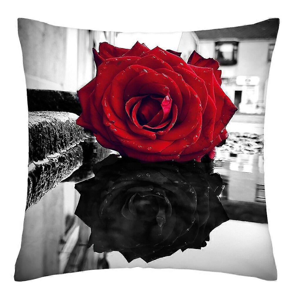 Rose Flower Print Polyester Pillowcase Design 629