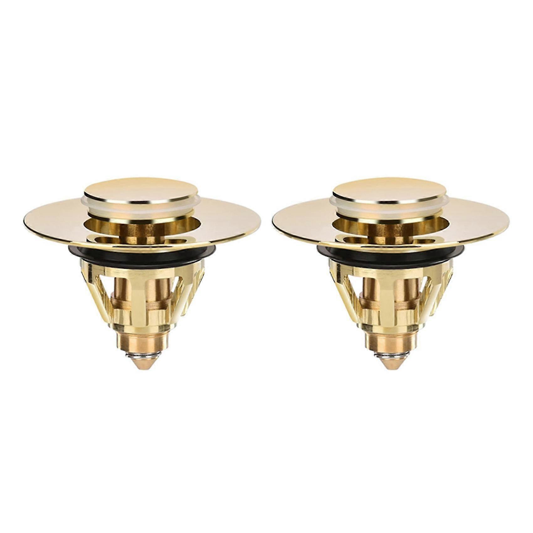 drain fitting washbasin, universal pop-up valve plug, sink (gold)