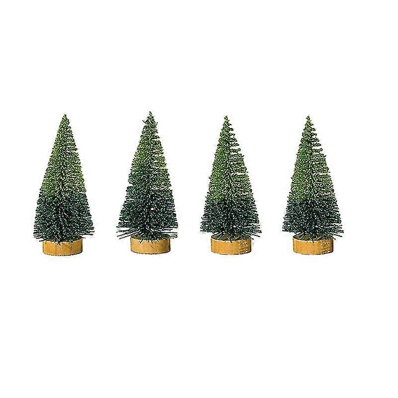 4Pcs Mini Christmas Tree Decoration Dual Colors Reusable Realistic Anti-slip Stable Wooden Base PVC
