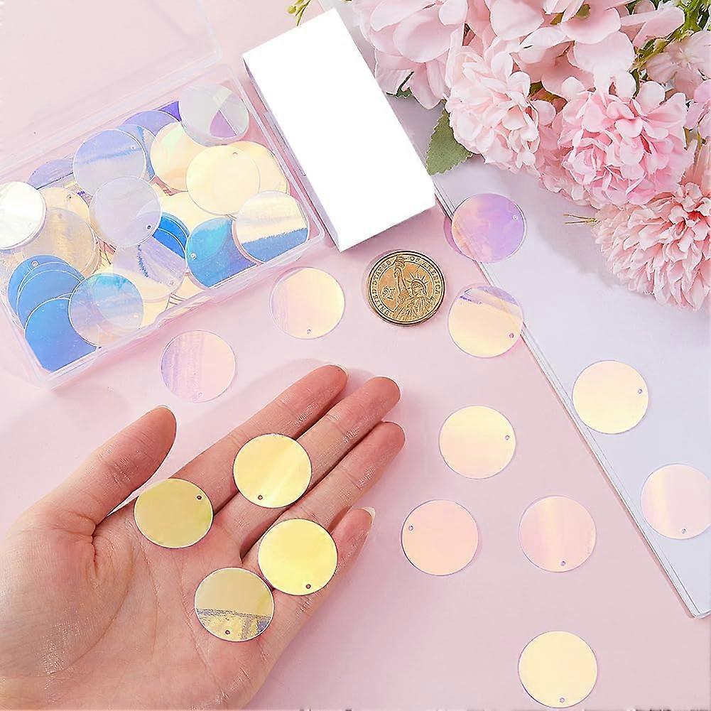1 Box 200Pcs 25mm Round Sequins Bulk Sequin Paillettes Plastic PVC Iridescent Applique Plum Glitters Spangles Loose Hole Flat Sequin for Sewing Craft 