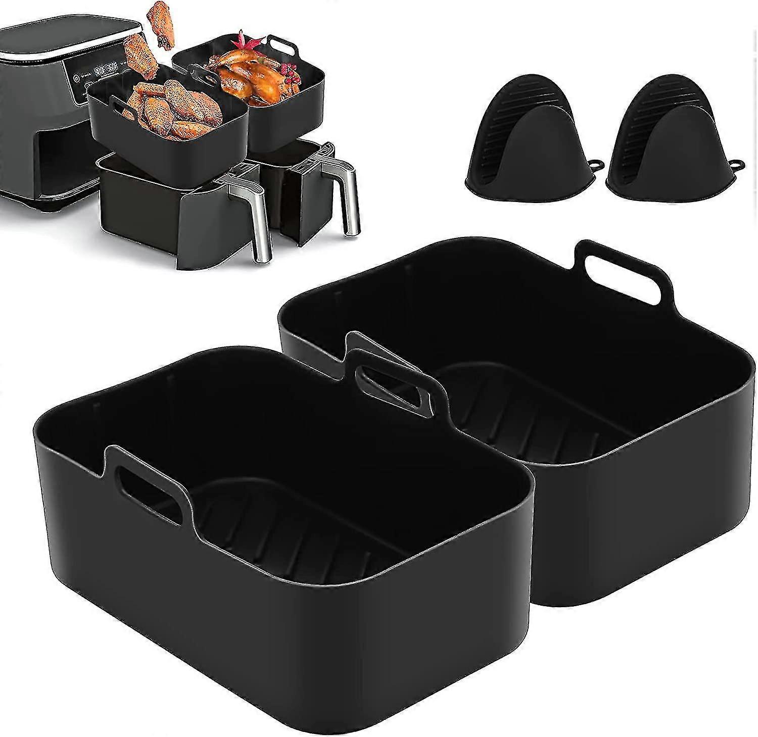 2pcs R Silic Pot For Foodi Dual Dz201 8qt, Reusable Silic R With Gs, Rect Silic R Oven